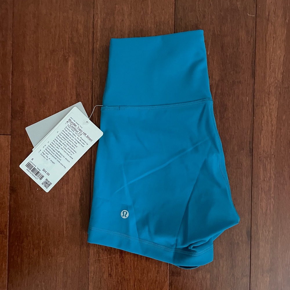 NWT LULULEMON WUNDER TRAIN CONTOUR FIT HIGH-RISE SHORT 4" Hawaiian Blue 6